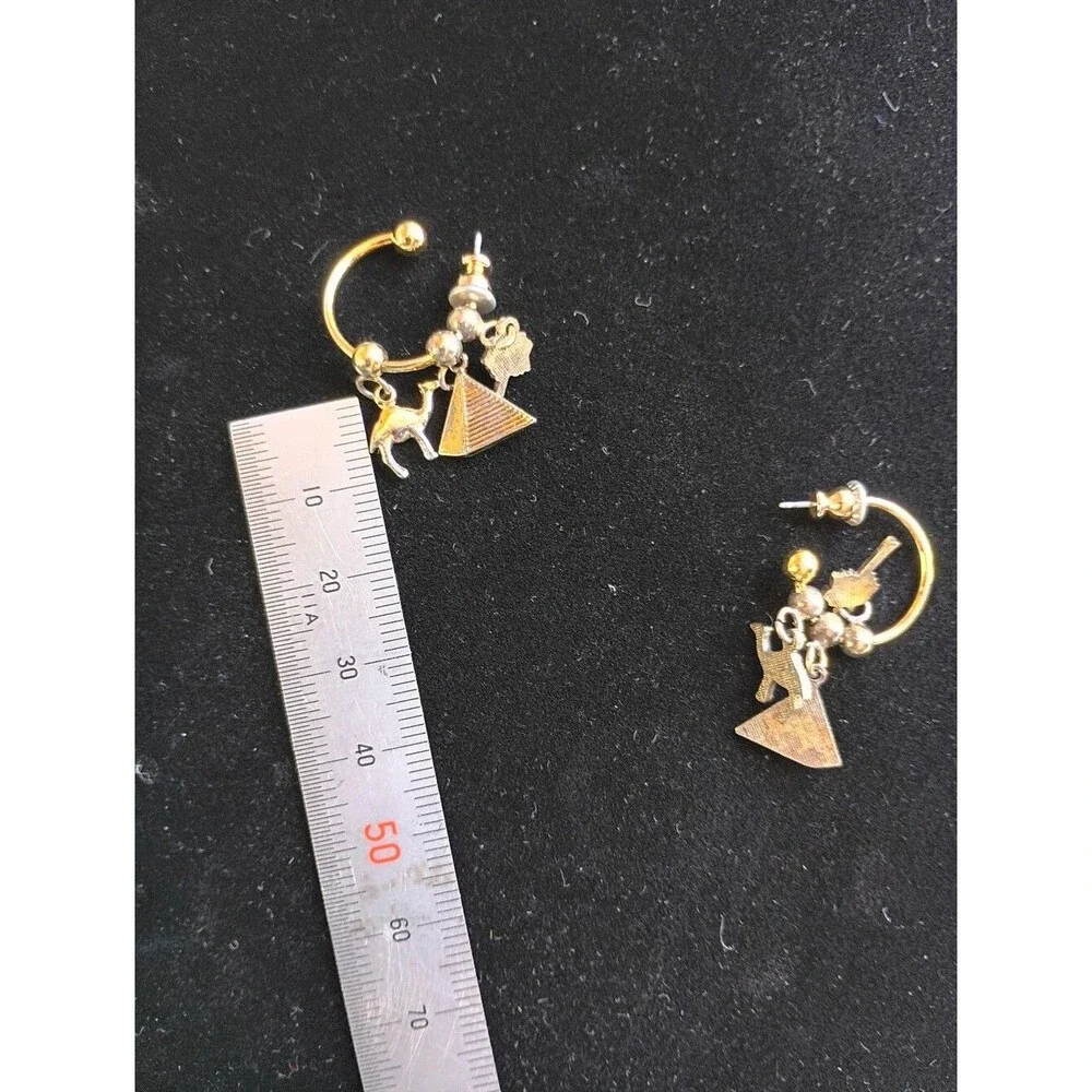 Vintage Camel Joe Cash Earrings Egyptian Theme Dangles RARE